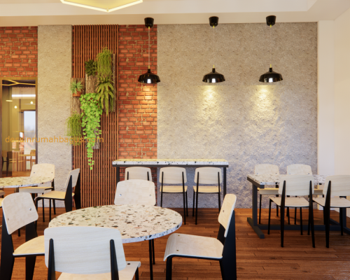Desain Interior Cafe ada Meja Bar