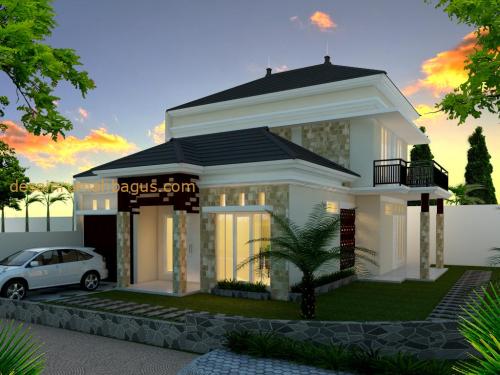 Desain Rumah 1 Lantai dengan Batu Alam