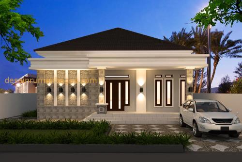 Desain Rumah 1 Lantai dengan Carport Luas 13