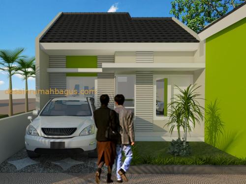 Desain Rumah 1 Lantai dengan Cat Hijau 1