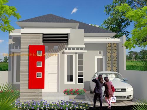 Desain Rumah 1 Lantai dengan Cat Merah 1