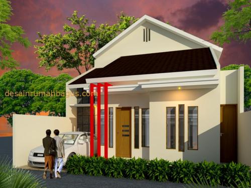 Desain Rumah 1 Lantai dengan Cat Merah 2