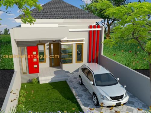 Desain Rumah 1 Lantai dengan Cat Merah 3