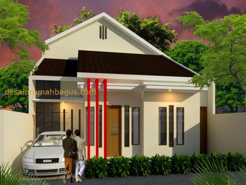 Desain Rumah 1 Lantai dengan Cat Merah 4