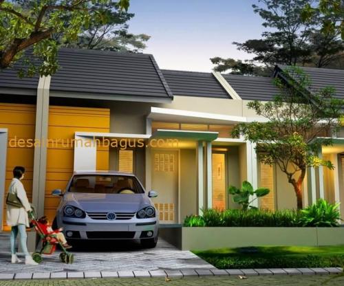 Desain Rumah 1 Lantai dengan Cat Oranye (2)